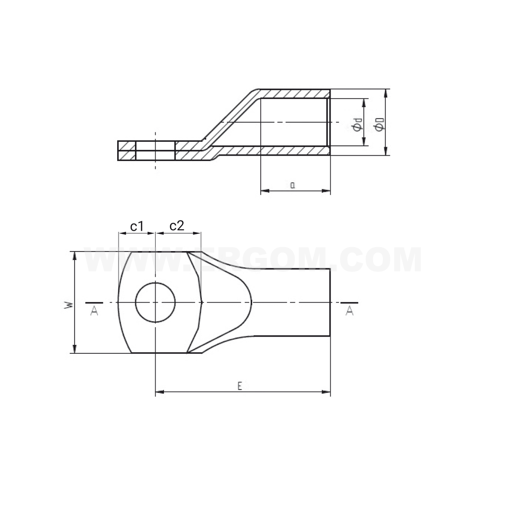 Tubular cable lugs for compacted wires, CKOR type